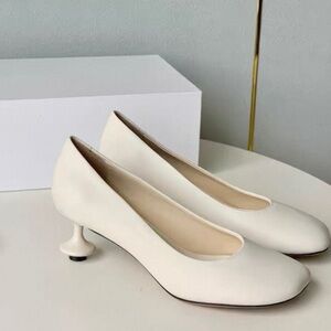 Loewe Cream Sculptural Mid-Heel Pumps
